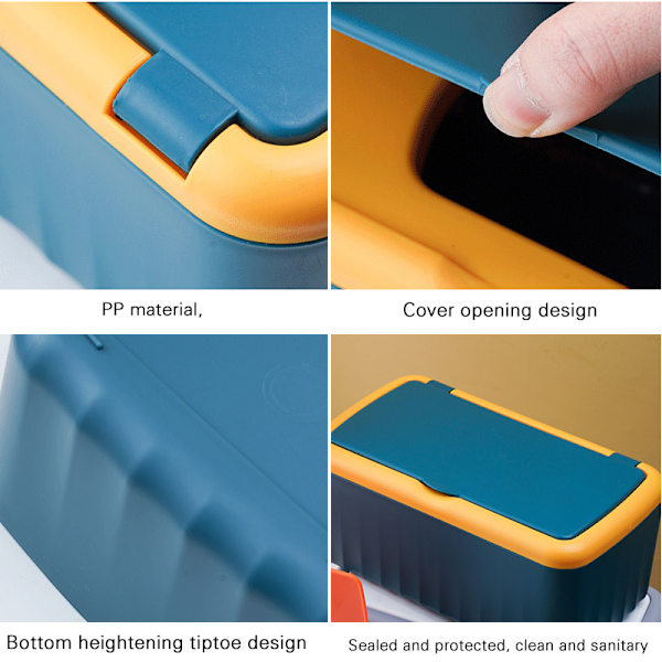 Desktop Tissue Box Hållare Modern Dammtät Enkel att använda våtservetter Dispenserhållare Blue Medium