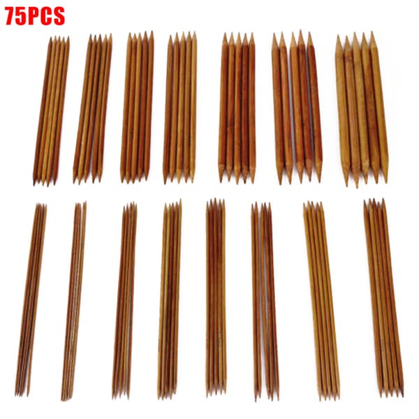 75st Bambu Dubbelspetsiga Stickor Slitstark För Sock Sweater Scarf Light Brown
