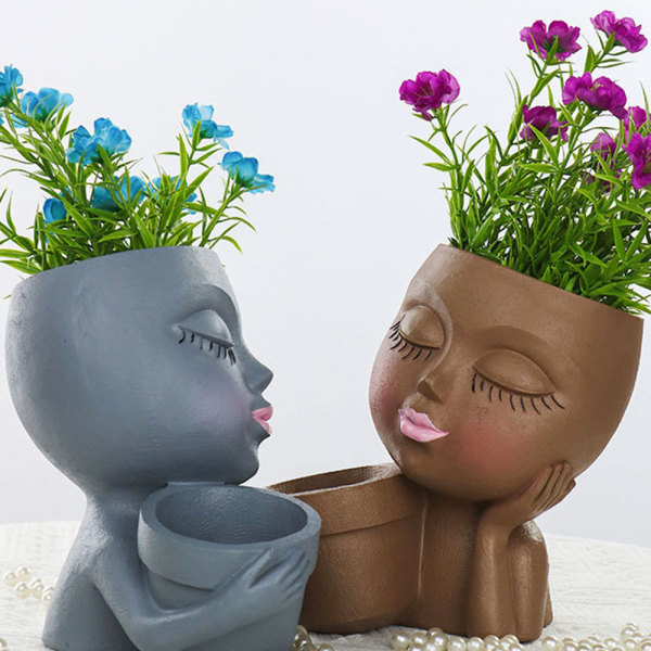 Mode Desktop Dubbel Blomkruka Återställbar Bra Dränering Blomkruka Trädgårdstillbehör White