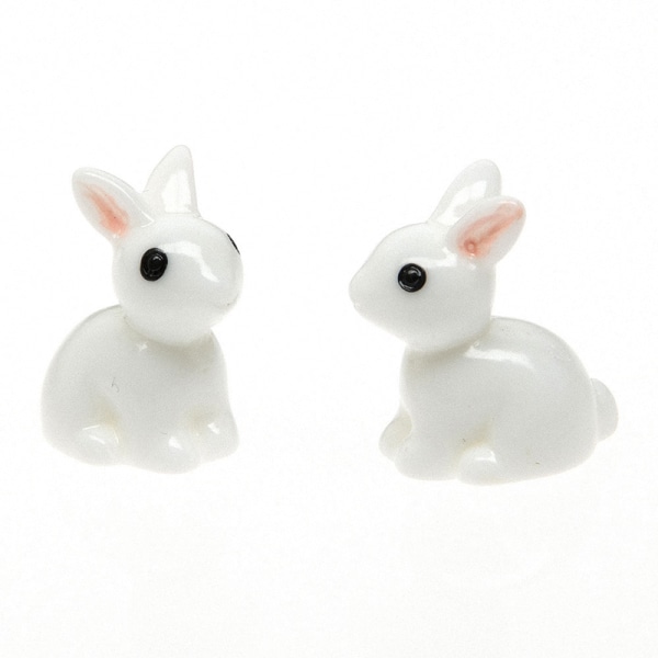 10 st Miniatyr Mini Kanin Harts Trädgård Fairy Ornament Blomma Växtkruka Hem Figurine Djur Dekoration White