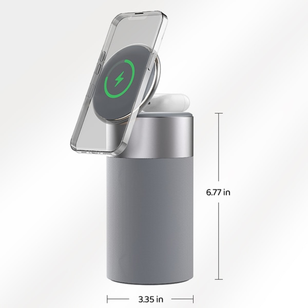 Bluetooth-kompatibel högtalare Magnetisk trådlös laddare Telefonhållare med nattljus Rice White