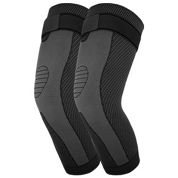 Varma förlängda elastiska knäskydd stöd knähylsa kompressionsbandage för träning gym vandring Black XL 2pcs