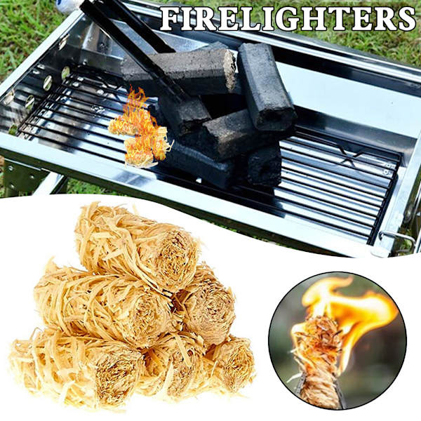 Träullständare för eldstäder Bärbar brandfarlig tändsticka för BBQ-grillar 32pcs