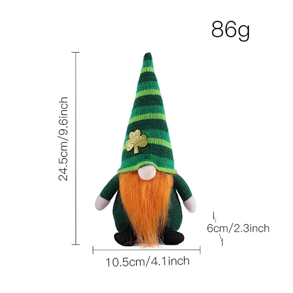 Irish Festival Ansiktslös Gnome Doll Supersöt mjuk plyschleksak Kreativ skrivbordsprydnad för hem, vardagsrum, sovrum Female
