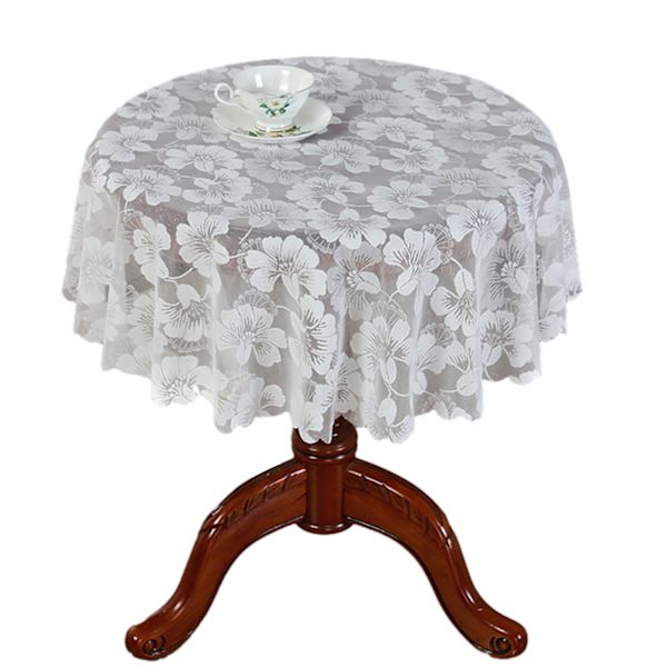Vit färg rund spets bordsduk Snygg bordsskiva dekorativ täckning för arbetsrum hem Begonia Flower Round Diameter 200cm