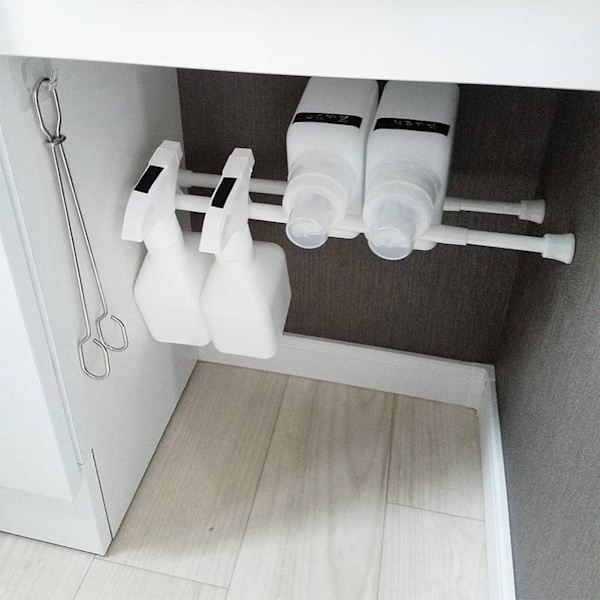 Halkfri bas Teleskopstång Ingen borrgardin Stödstång för hem i sovrummet Black Large