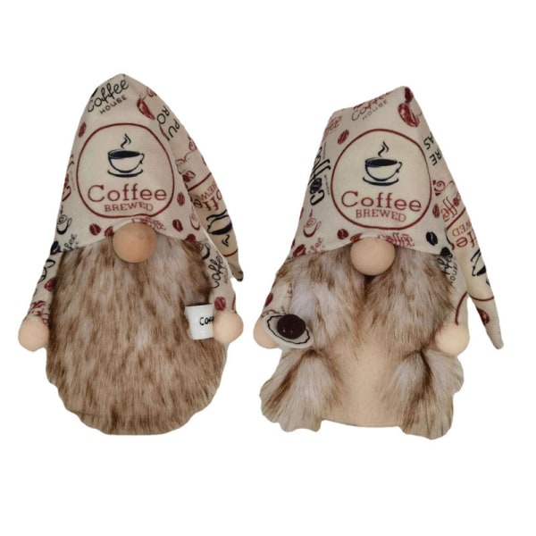 Härlig Kaffe Gnome Ornament Plysch Ansiktslös docka Kreativa presenter Till Hem Vardagsrum Restaurang Dekoration Male