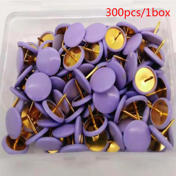 300 st av 12 färger Färg Plastbelagda kartnålar Platt huvud Knappnålar Cork Board Office Creative Stationery Light Purple