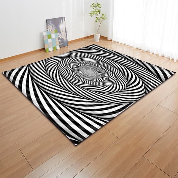 Mjuka 3D- printed mattor Vortexmatta Myra Svartvit visuell illusion Tredimensionell Vortex Vardagsrumsmatta 60*90cm B
