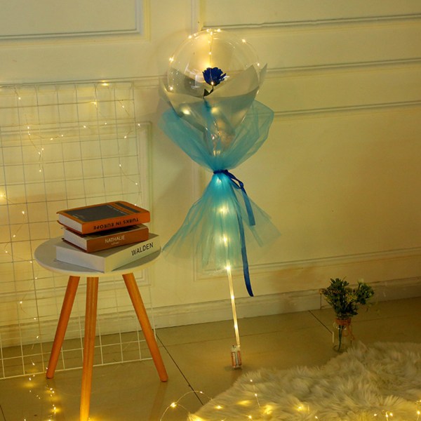 Luminous Balloon Rose Bukett Led Light Up Bobo Ball With Rose 20 Inch Glow Bubble Balloons Med String Lights Red Petals