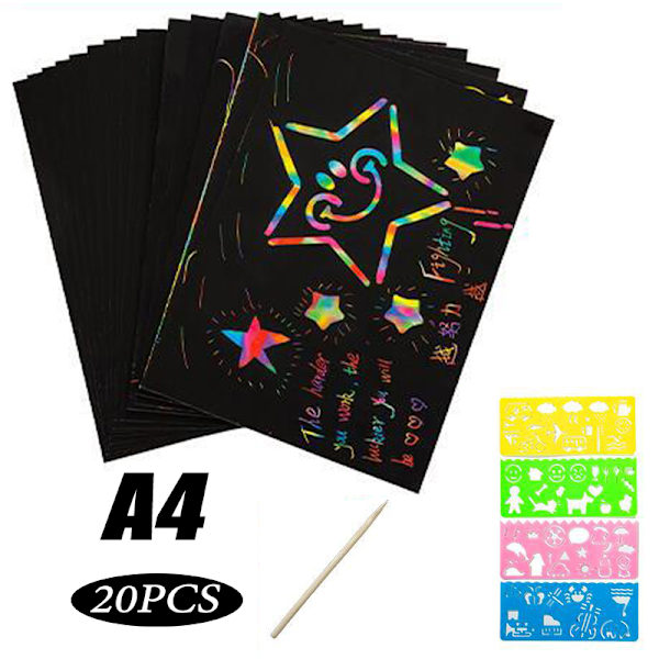 Set 10/20/50 ark Skrapa bort det Papper Ritbrädor Ark Färgglad konstpresent till barn DIY Set 2