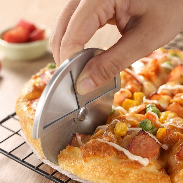 Pizzaskärare i rostfritt stål Non-stick Non-Slip för att skära pizzakakavåfflor C