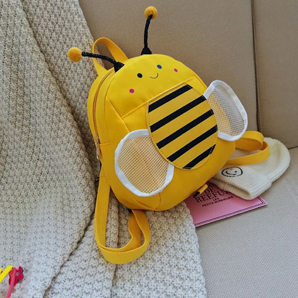 Pojkar Flickor Bee Shape Ryggsäck Tecknad Barn Ryggsäck Med Säker Anti-förlorade koppel Dragkedja Design Dagis leverans Yellow