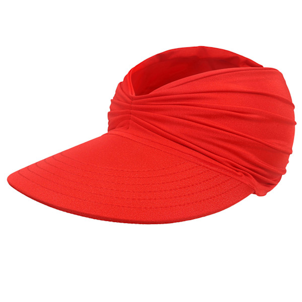 Sommar Dam Solhatt Hopfällbar Stor Brätte Solskärm Hattar Dam Sommar UV-Skydd Strandkeps Bright Red