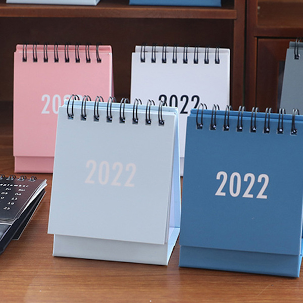 2022 Mini Coil Skrivbordskalender Bärbar Schema Enkel skrivbordsprydnad För Hem Vardagsrum Kontor Gray