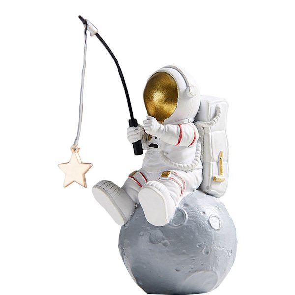 Astronaut i rymden Månen Hartsdekoration Statyett Hem Skrivbordsinredning För födelsedagsfest Vardagsrum Sovrumsprydnad Astronaut Watering Flowers golden