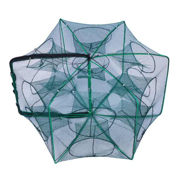 Hopfällbar fiskefälla automatisk nylon fiskenät räkfångst bärbar krabbfiskefälla Double 6