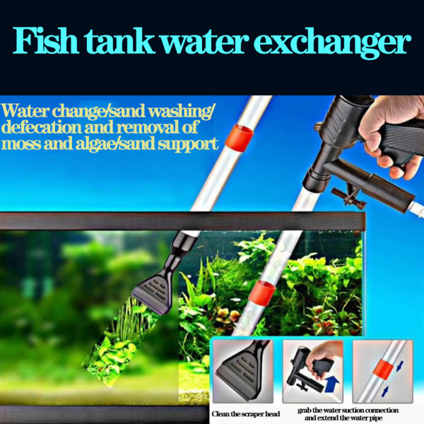 Akvariumdammsugare Snabbvattenbytare Fisktank Sifonrenare Algskrapa för vattenbyte High End Version