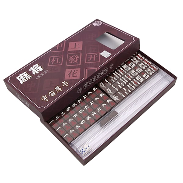 Liten bärbar mahjong för fest Fallbeständig brädspelsleksak för sovsal/hushåll Brown