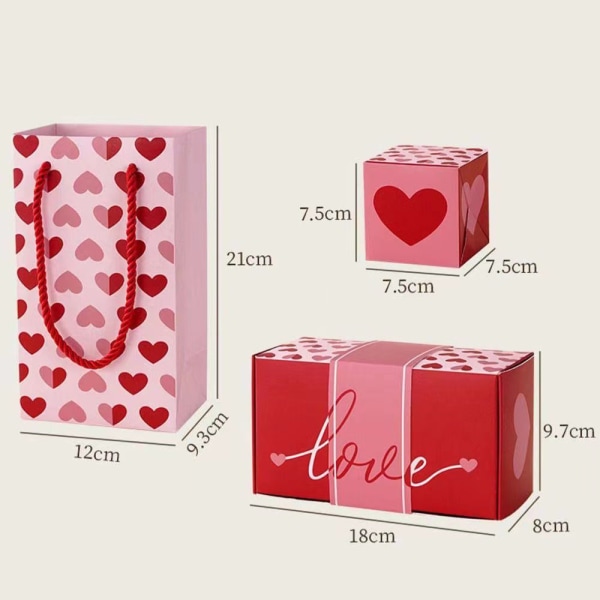 2024 Valentine studsar Röd paketlåda Vikbar Fashionabla studsar Röda kuvert för present 12 Boxs
