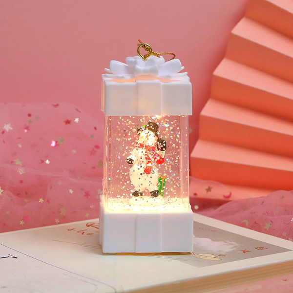 Presentförpackning Formad snöglob Lykta LED Xmas Festival Ornament Glittrande Hängande Julljus Batteri som drivs för hemmet Snowman