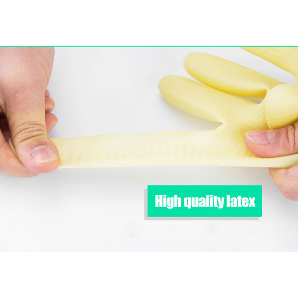 Långa Handskar Gummihandskar för Diskning Rengöring Hushåll Kök med eElastiska Manschetter beige L (Palm length> 8.5cm)