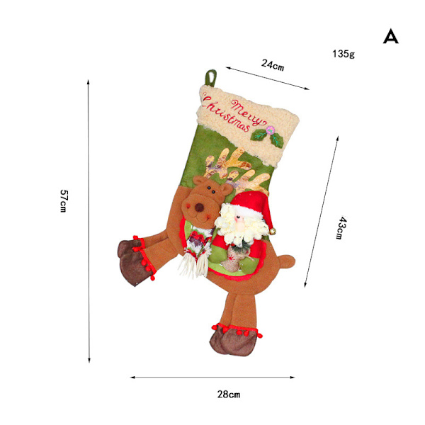Stora julstrumpor Älgform dekorativa strumpor Julgranshänge Xmas Heminredning A