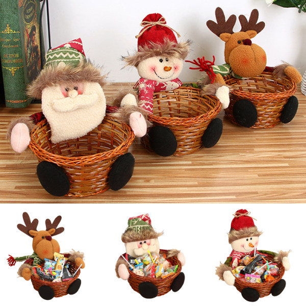 Godiskorg Bambu KTV Fruktkorg Juldekorationer Barnpresenter Snowman Candy Basket S