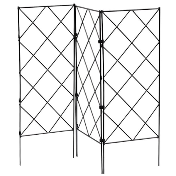 3st hopfällbar växtbåge Klätterspaljé Stomme Trädgård Blomma Växt Växande stöd Metall Järn Spaljé Vägg Svart 3 Sheet
