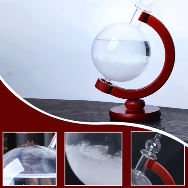 Globformad Storm Glasflaska Väderstation Desktop Väderprognos Transparent Glas Storm Ball Heminredning A
