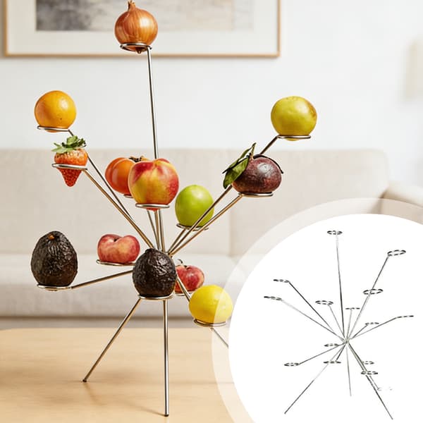 Eksploderende Frugtskål Kunst Flydende Frugtholder Til Bordets Midtpunkt Elegant Jerntrådsudstillingsstativ Til Eftermiddagste silvery