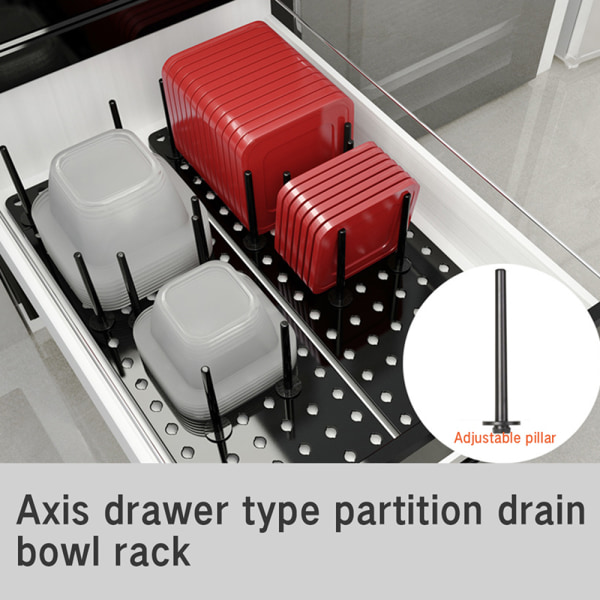 Skalbart diskförvaringsställ för låda Justerbart skålställ med 12 st pinnar Köksskåp Organizer för tallrikkopp Nytt