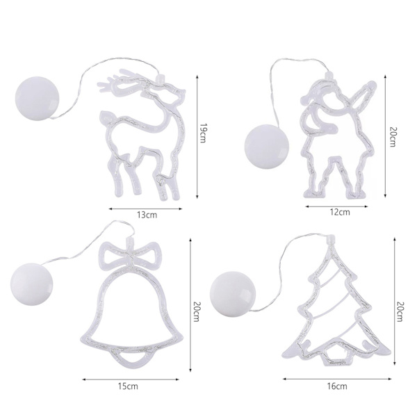Christmas Cartoon Sugkopp String Lights Enkel Xmas Festival dekorativa ljus för semester fester 4pcs
