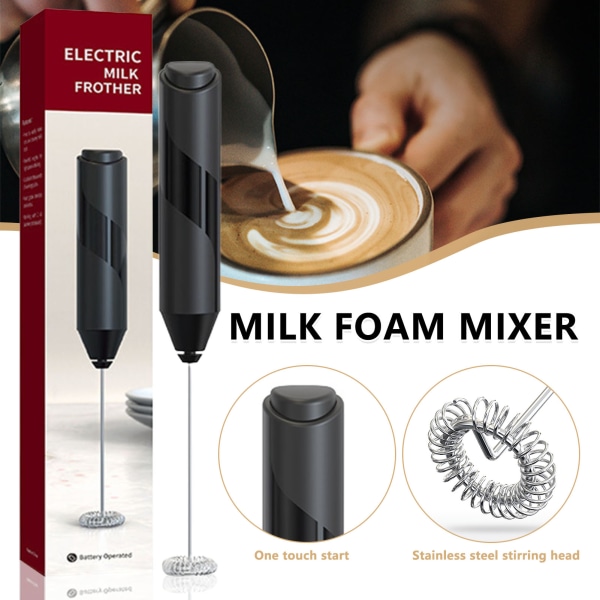 Hushålls elektrisk mjölkskummare Multipurpose Handmixer Bärbar visp Black