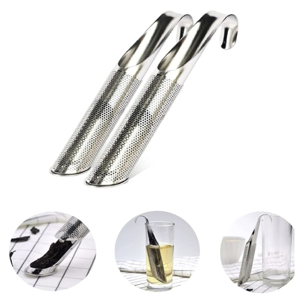 Tespridare i rostfritt stål 1/2 st Sil Stick Pipe Design Mesh Tefilter Lösbladssilar 1PCS