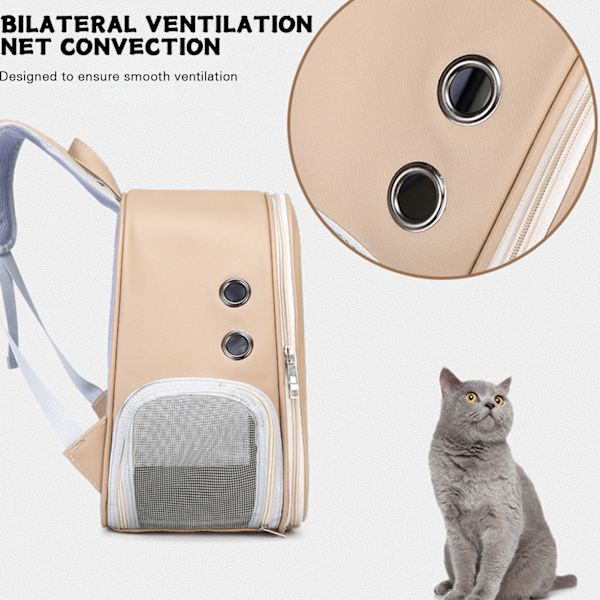 Cat ryggsäckshållare med justerbar rem Bärbar andningsbar husdjursryggsäck Beige