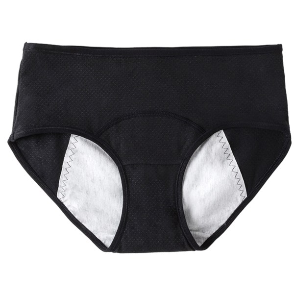 Damernas läckagesäkra kalsonger i bomull för period Bekväma ventilerande trosor Kvinnliga underkläder Black 2XL
