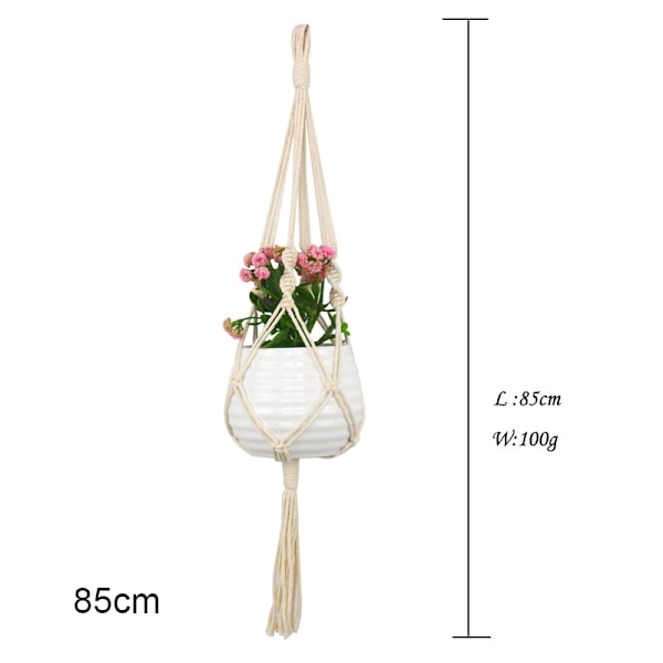 Macrame Växthängare Inomhus Utomhus hängande växthållare Hängande planteringsställ Blomkrukor för dekorationer 85cm