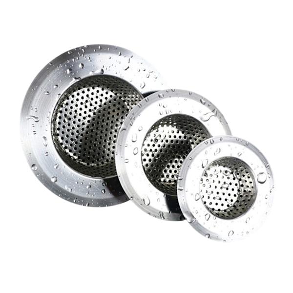 Kökssinksfilter Pool Anti-Clogging Nät Badrum Avlopp Anti-Clogging Golvavlopp Rostfritt Stål Silver 9CM