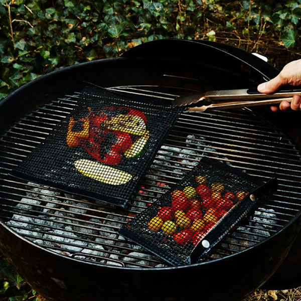 BBQ Grill Mesh Bag Återanvändbar Lätt att rengöra Non-Stick Mesh för utomhus picknick matlagning Grill Black 22*27CM