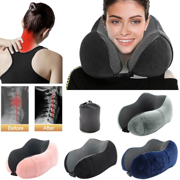 Rese Nackkudde Memory Foam U-formad nackstöd Nackstöd Resekuddar Grey