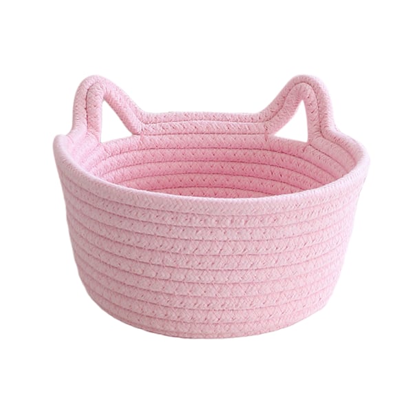 Söt vävd förvaringskorg Leksaker Desktop Organizer Diverse förvaringsbox Pink S