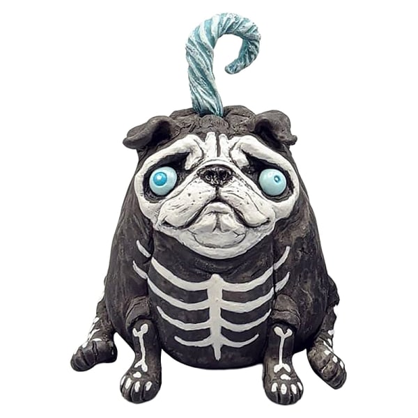 Trädgårdsdjur staty Handgjorda hartsfigurer Kreativa Halloween-presenter för kontorsdekoration på gården Yellow Pug