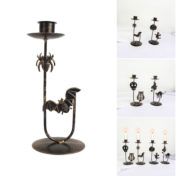 Retro smidesjärn ljusstake kreativ halloween festtillbehör för hem vardagsrum sovrum dekoration Witch Kitten