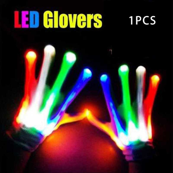 1 STK Kreativ personlighet LED-belysningshandskar Färgglada lysande Halloween julfest Cosplay Present Blinkande handske Colorful
