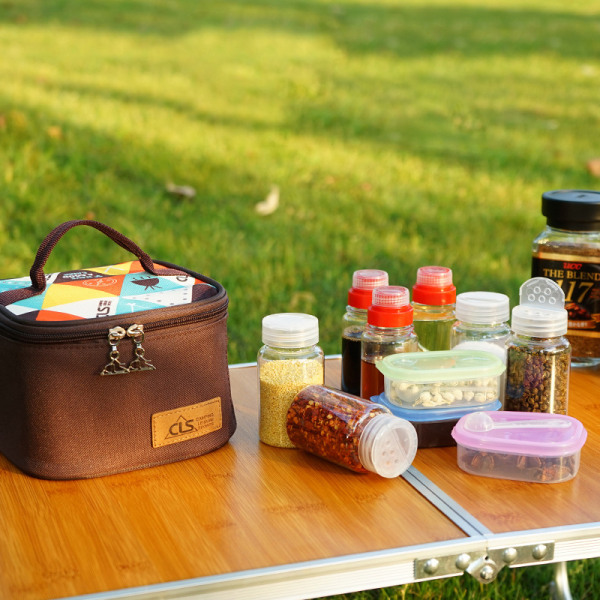 10 st/ set kryddflaska bärbar BBQ kryddsåsbehållare set med förvaringsväska för utomhuscamping reser picknick