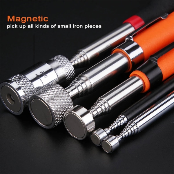Teleskopisk magnetisk penna Bärbar magnetisk upptagningsverktyg Multifunktionell utdragbar plocksticka 1.5 Pounds Silver