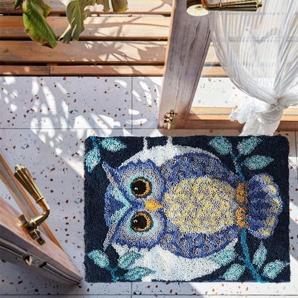 Uggla Latch Hook Rug Kit Handgjord Mattframställningskit Latch Hook Kits för Vuxna ZD 183