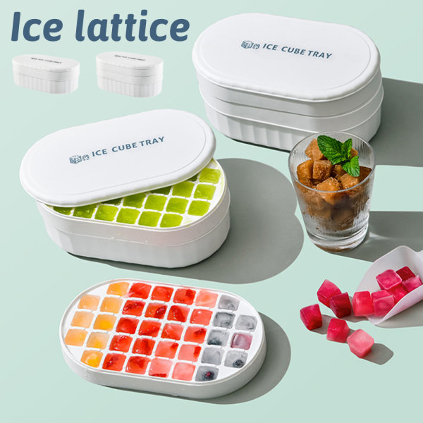 PP Ice Ball Tray Multi med lock BPA-fri Återanvändbar för familjen White Single Layer 36 Grid