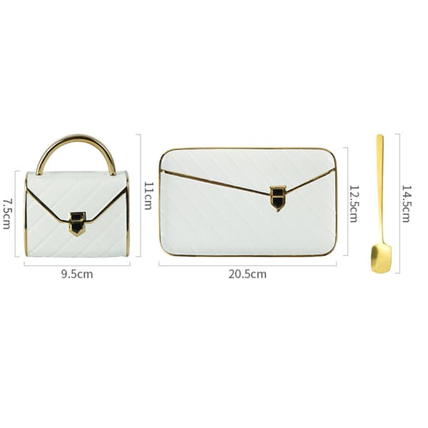 Creative Bag Shape Keramikkopp + fat Golden Edge Design 310ml White